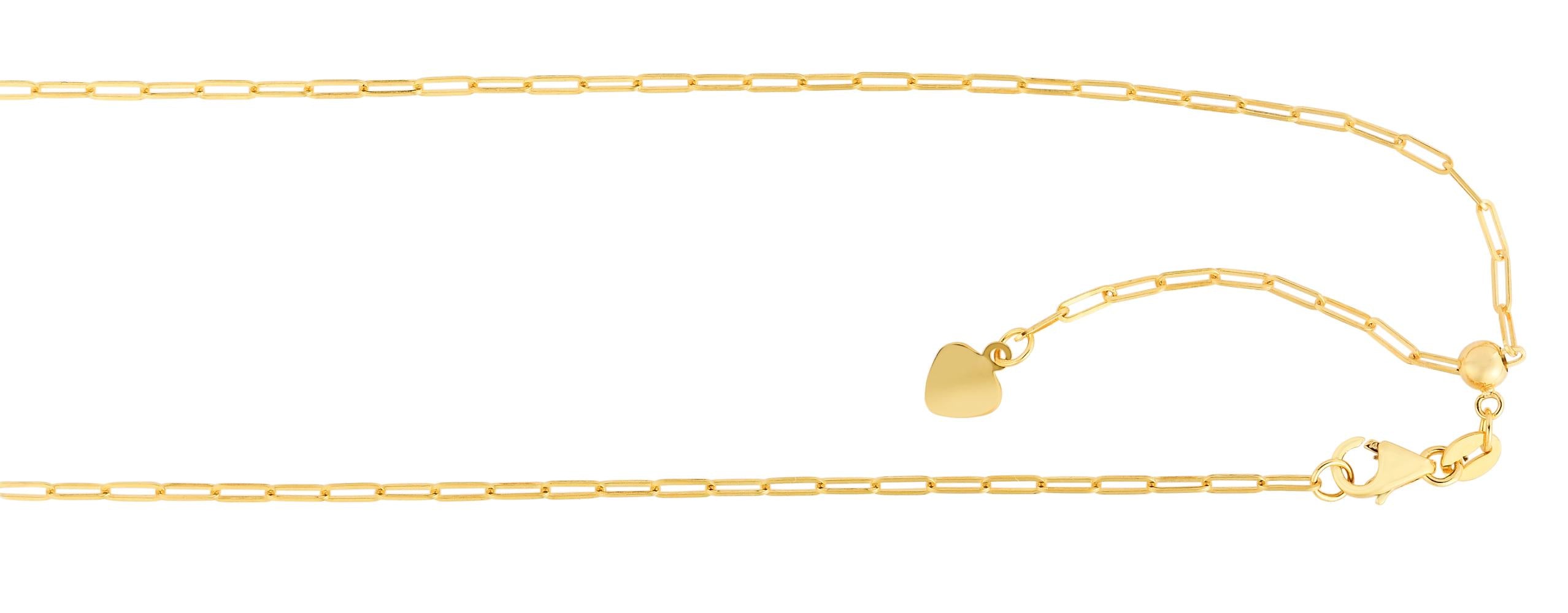 14K Gold 1.5mm Adjustable Paperclip Chain Necklace - Dainty Minimalist Layering Jewelry for Women - Perfect for Everyday Wear, Gifts & Special Occasions