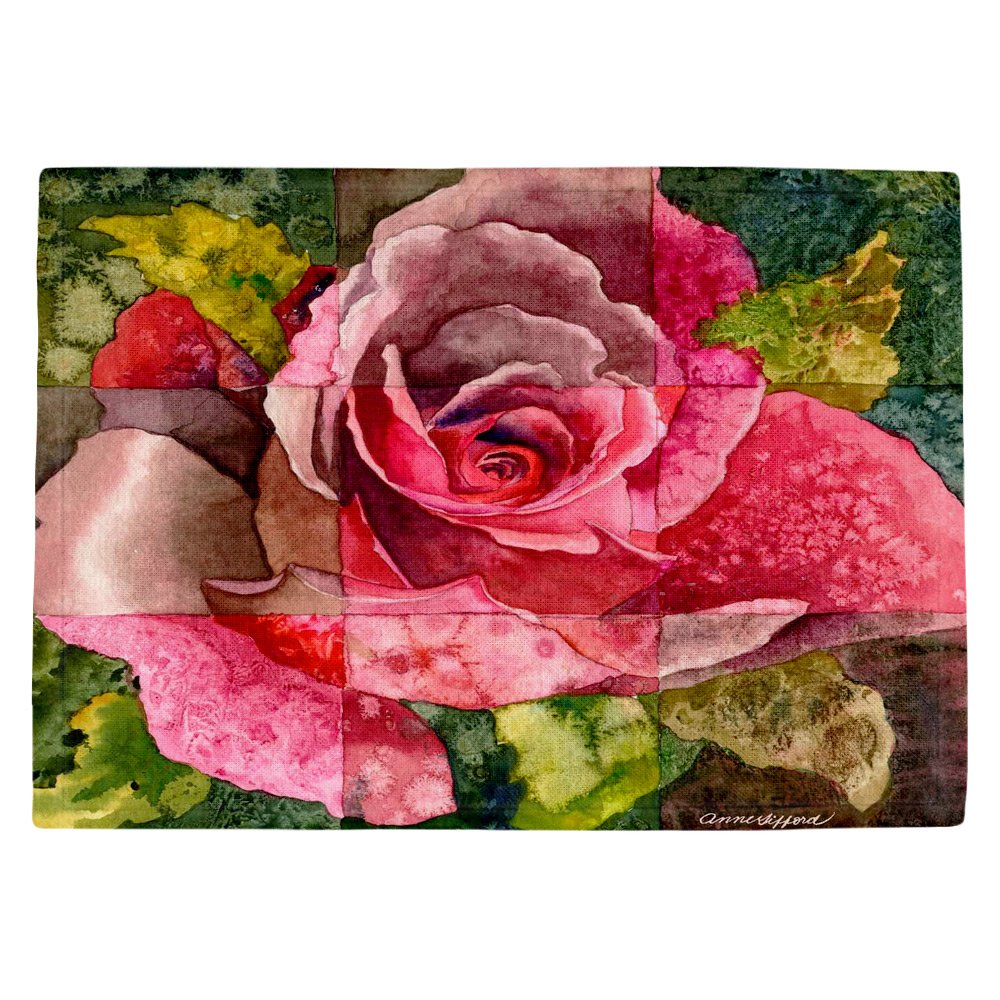 Premium Anne Gifford Partitioned Rose Kitchen Placemats - Set of 3 Washable Table Mats for Dining & Entertaining - Made in USA - Perfect for Everyday Meals, Dinner Parties & Home Decor