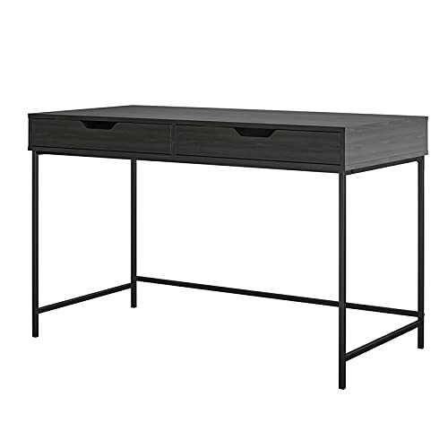 Ameriwood Home Transitional Wardlaw Black Oak Computer Desk with 2 Drawers - Perfect for Home Office, Study & Small Spaces