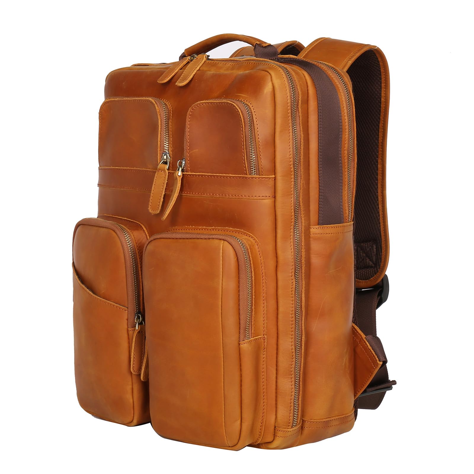 UBANT Men's Leather Backpack - 17.3 Inch Laptop Backpack with Large Capacity & Multiple Pockets for Travel, Business, Office, Camping & Outdoor Sports | Durable Work Bag & Daypack for Weekend Getaways