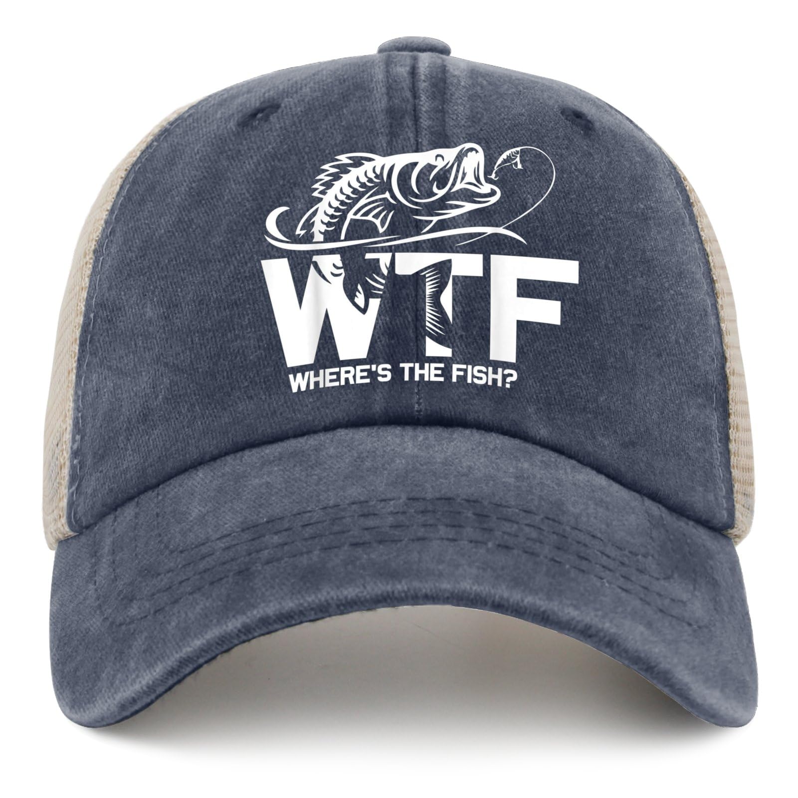 WTF Where's The Fish Trucker Hats for Men & Women - Trendy Fishing & Golf Cap - Adjustable Snapback Hat for Outdoor Activities, Sports & Casual Wear