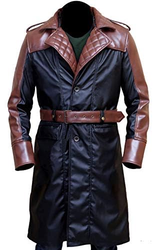 Men's Jacob Game Cosplay Costume Brown & Black Leather Trench Coat Jacket | Halloween, Cosplay, LARP & Costume Party Outfit | Premium Faux Leather Steampunk Coat for Men