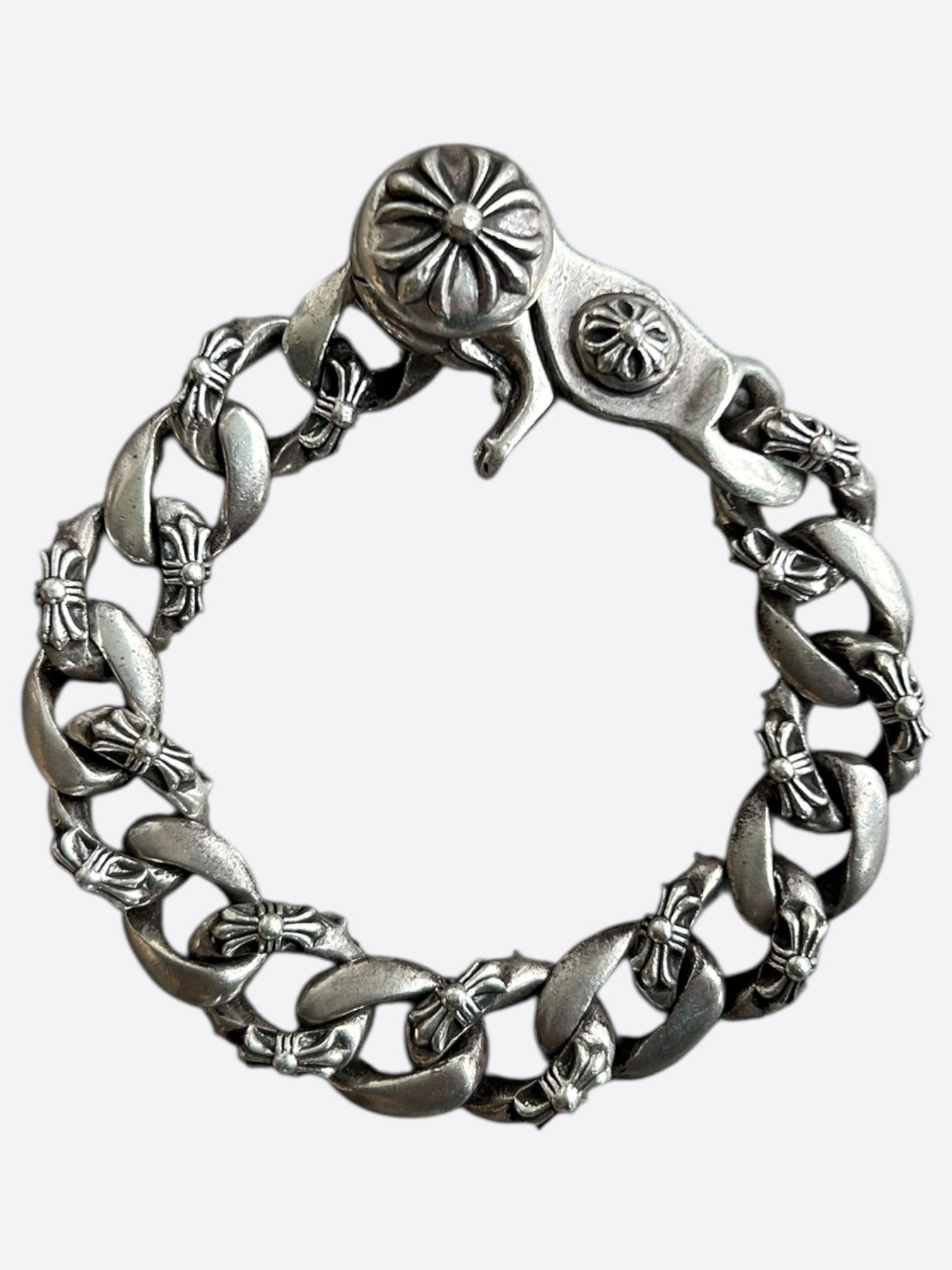 Chrome Hearts Sterling Silver Fancy Cuban Link Bracelet for Men & Women - Luxury Hip Hop Jewelry Gift for Birthday, Anniversary & Special Occasions