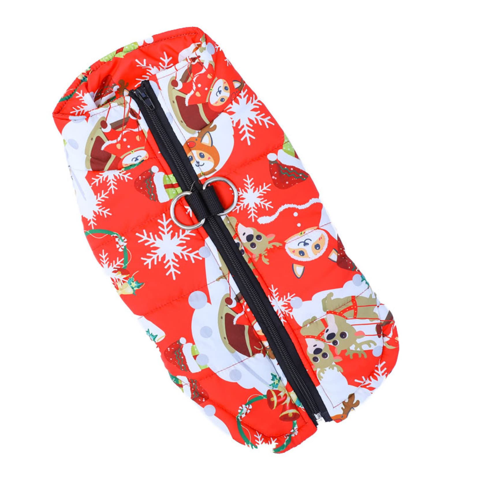 Warm Sleeveless Dog Jacket for Medium Dogs - Thickened Winter Coat with Zipper, Round Neck & Cartoon Design | Perfect for Autumn/Winter Outdoor Walks & Indoor Comfort