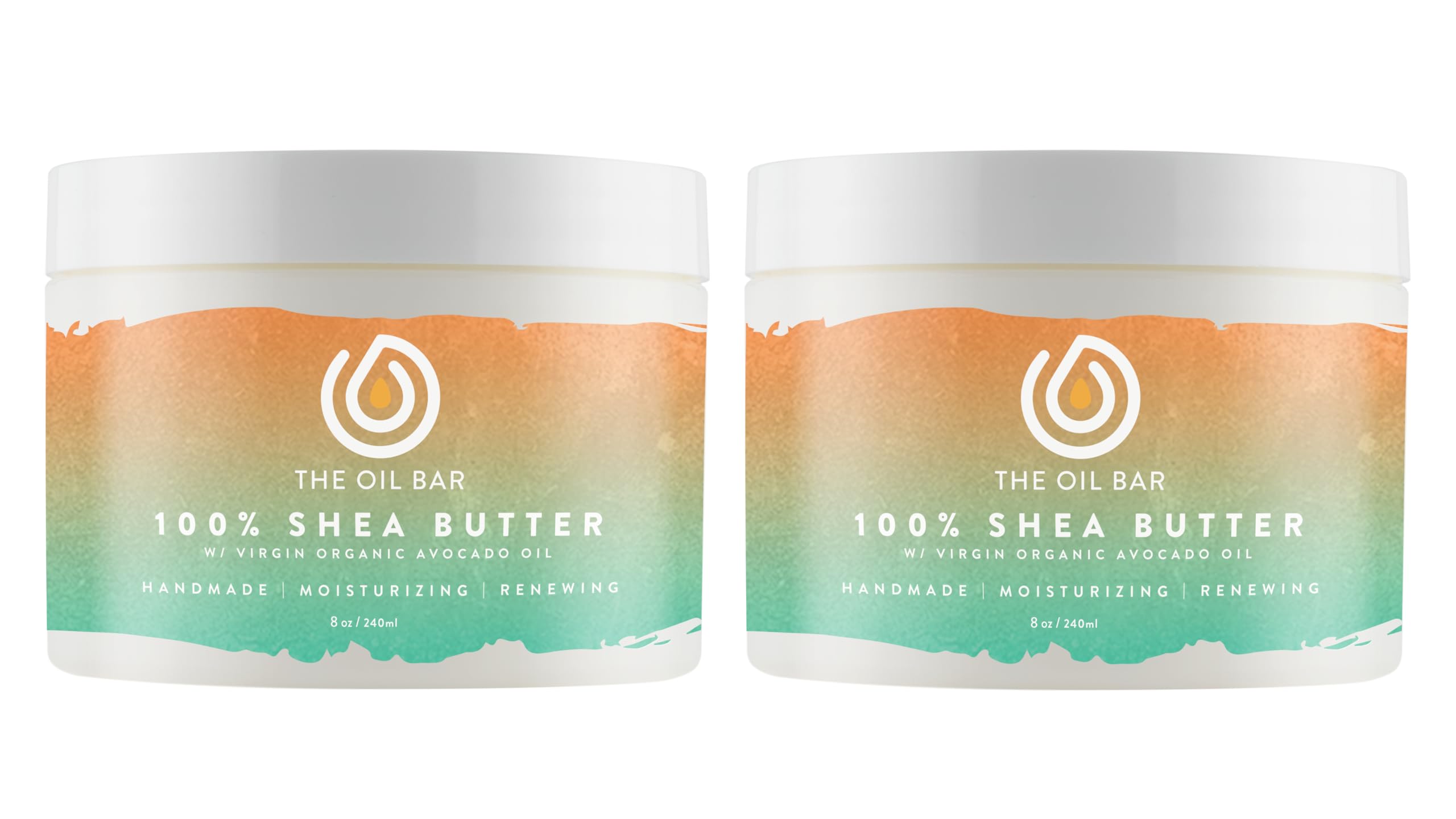 Organic Avocado Shea Butter with Eucalyptus Mint Scent - 2 Pack (8 oz Each) for Moisturizing Skin, Hair Care & Aromatherapy - Perfect for Massage, Dry Skin Relief & Spa Treatments