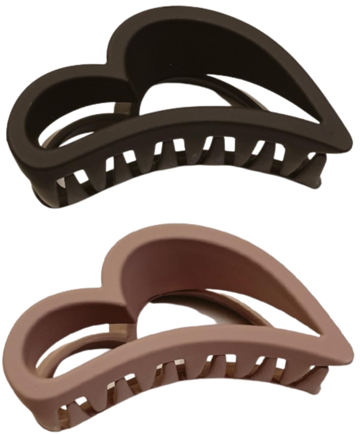 Non-Slip Hair Claw Clips for Women - Large Jelly Jaw Hair Clamps for Girls with Long Thick Hair (9cm, Heart Shape, 2-Pack) - Perfect for Workouts, Beach Days & Everyday Styling