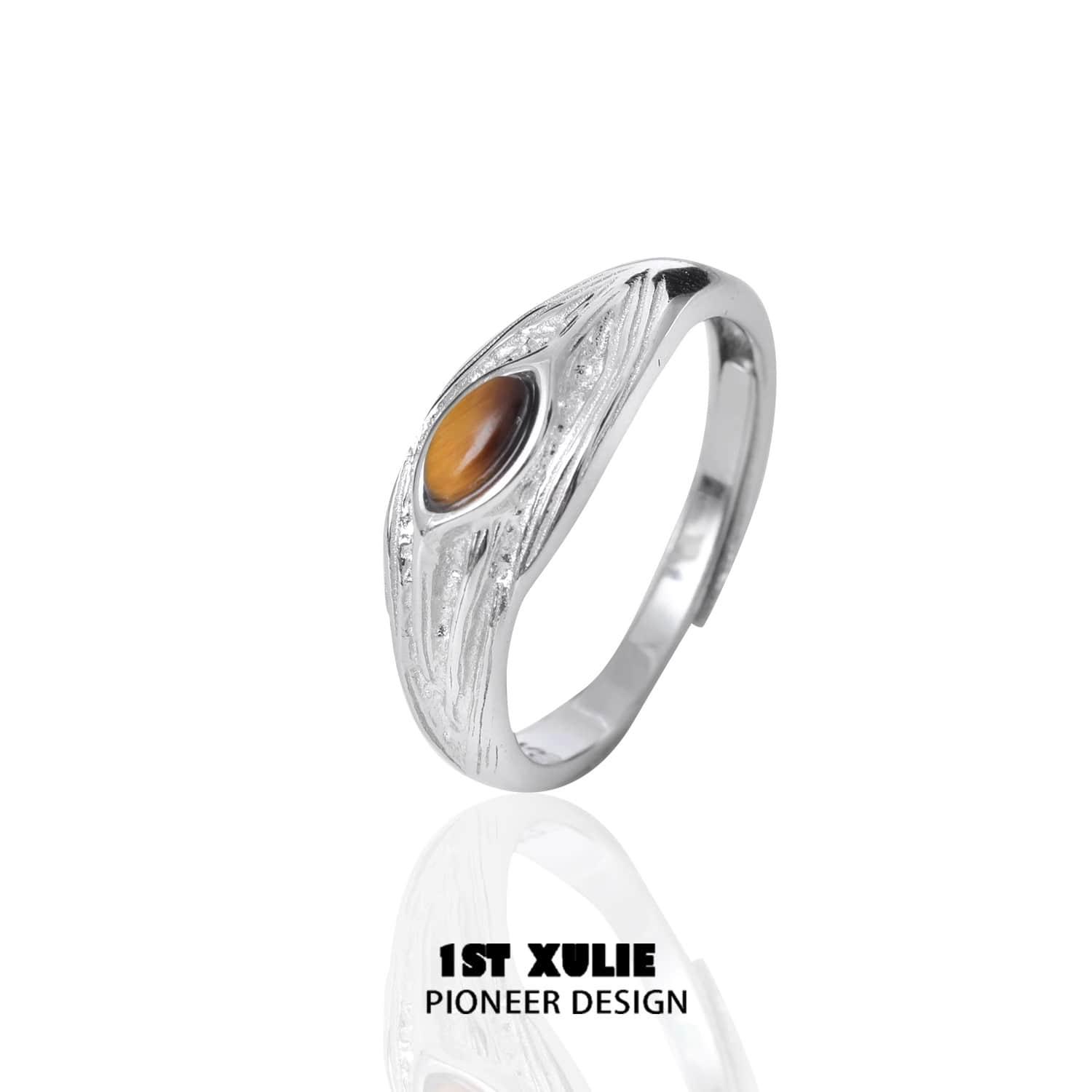 Desert Sunset Sterling Silver Tiger Eye Open-Ended Ring for Women | Boho Chic Jewelry | Perfect for Layering & Stacking | Handmade Adjustable Statement Ring for Everyday Wear