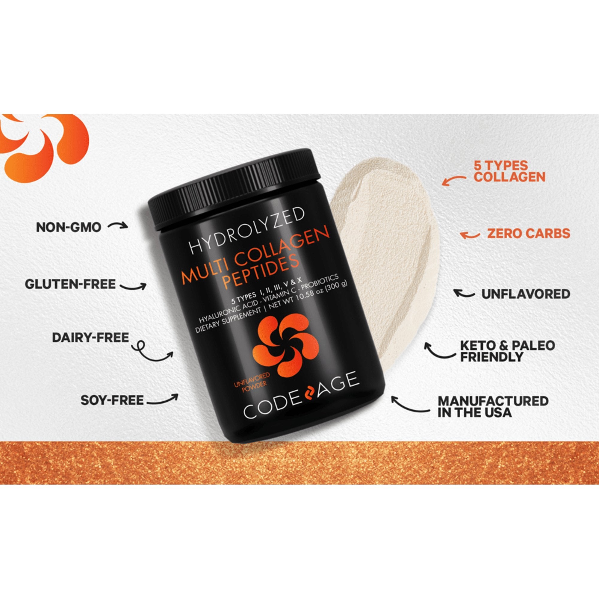 Codeage Hydrolyzed Multi Collagen Peptides Powder Supplement - Black Edition | Supports Skin, Hair & Joint Health | Ideal for Smoothies, Coffee & Post-Workout Recovery