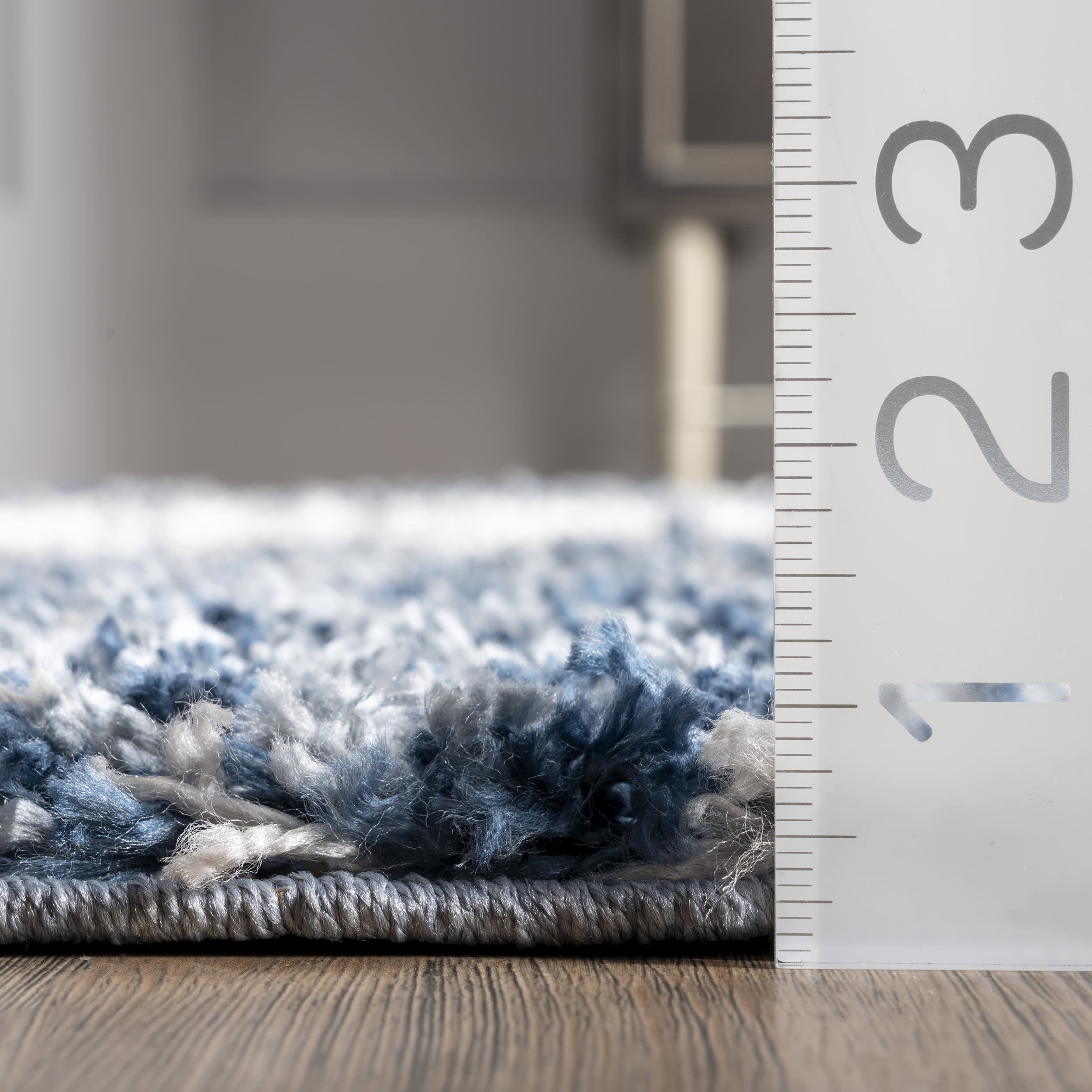 Blue Diamond Totem Shag Rug with Tassels - Soft Bohemian Floor Carpet for Living Room, Bedroom Decor