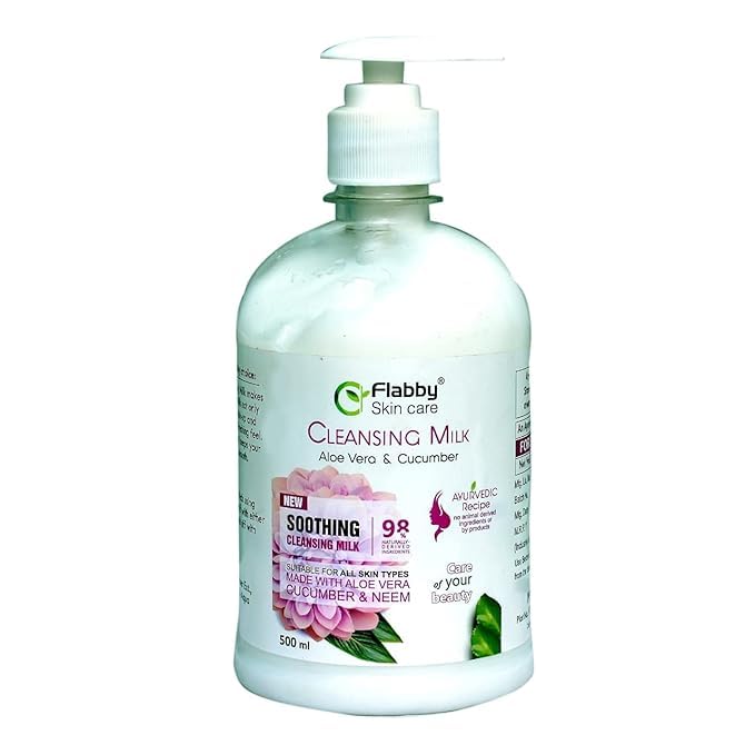 Flabby Aloe Vera & Cucumber Cleansing Milk 100ML - Gentle Face Wash for Sensitive Skin, Hydrating & Soothing Facial Cleanser - Perfect for Daily Skincare Routine & Post-Sun Care
