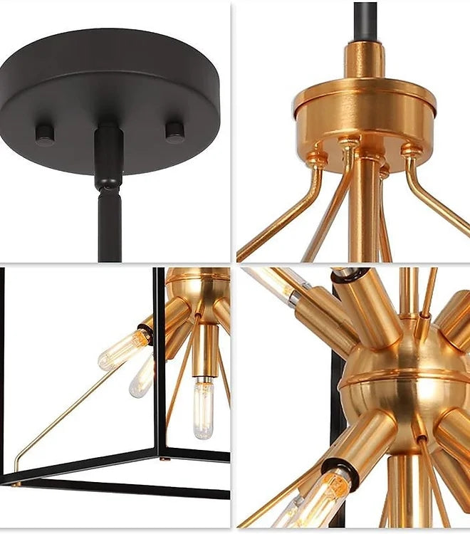 Modern LED Cubic Frame Pendant Light - Stylish Hanging Fixture for Kitchen, Dining Room & Bedroom Lighting