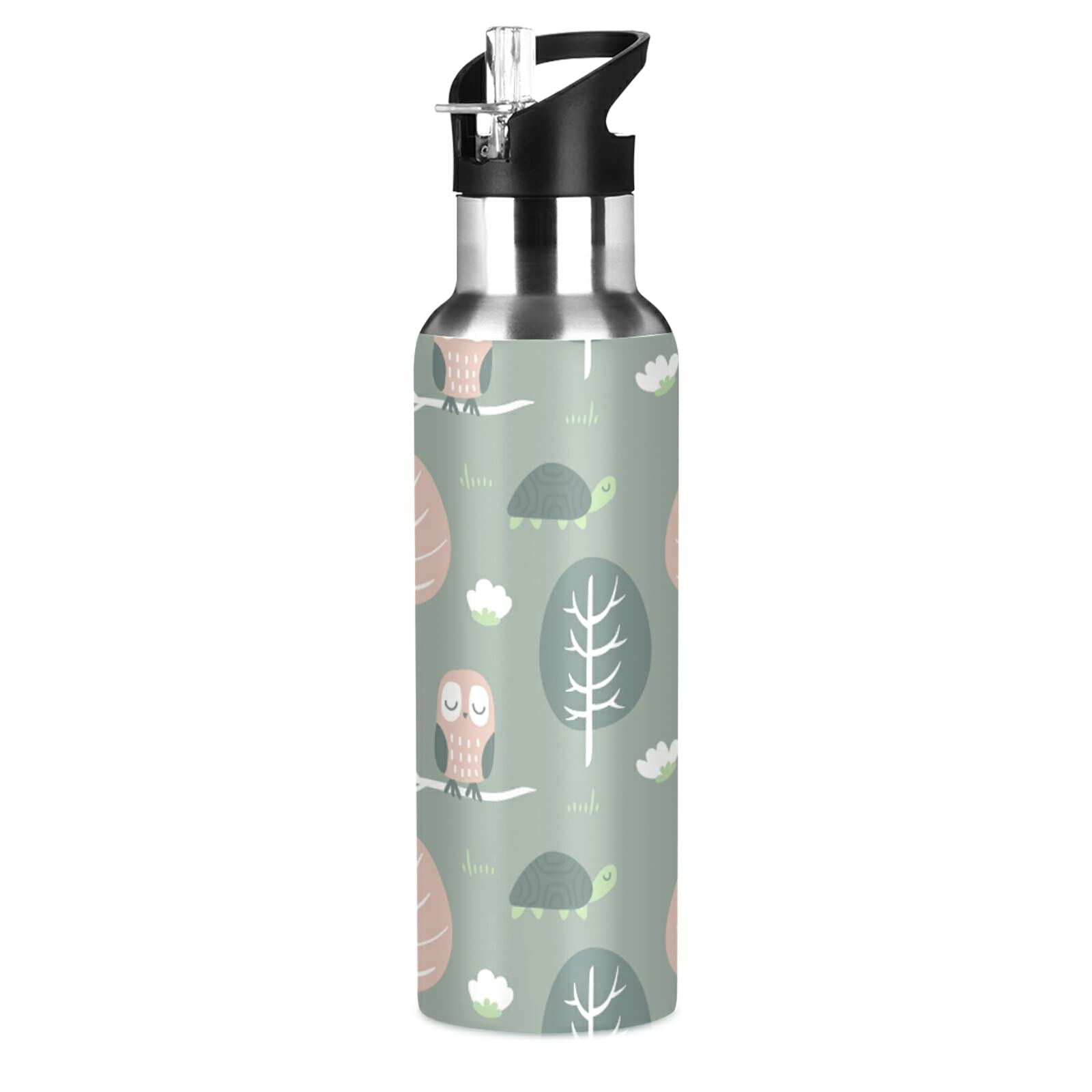 Cartoon Owl Stainless Steel Water Bottle 600ml - Leak Proof, BPA Free, Insulated Thermos for Kids & Adults - Perfect for Gym, School, Office, Hiking & Outdoor Activities