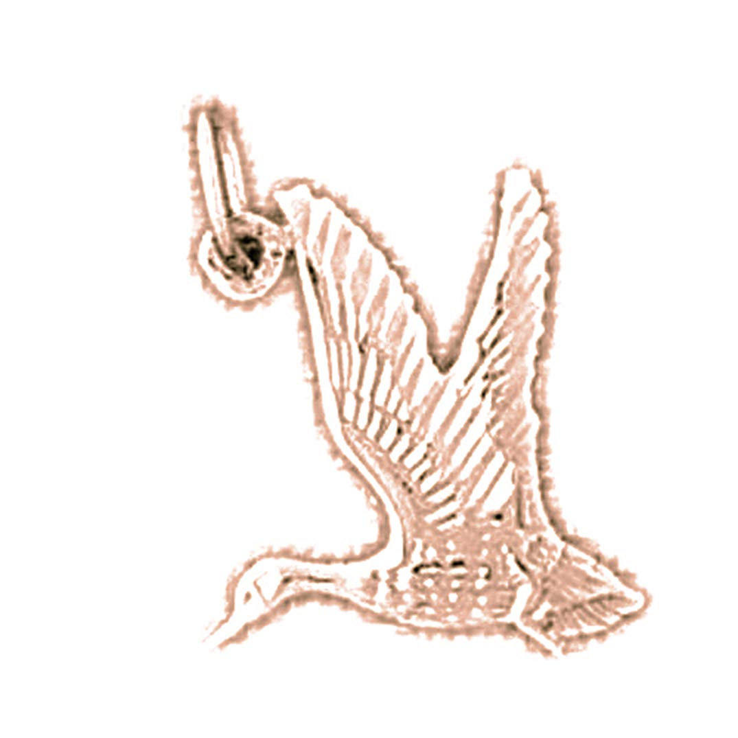 14K Rose Gold Duck Pendant Necklace - 16mm Handmade Jewelry for Women - Perfect Gift for Birthday, Anniversary & Valentine's Day