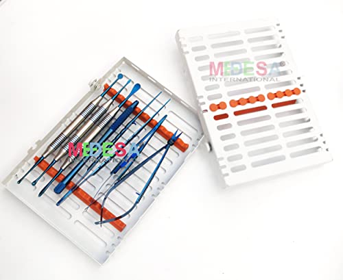 Premium Titanium Coated Periodontal Micro Surgery Kit - 7-Piece Dental Instrument Set with Needle Holder, Scalpel & Organizing Cassette | Ideal for Oral Surgery, Implant Procedures & Periodontal Treatments