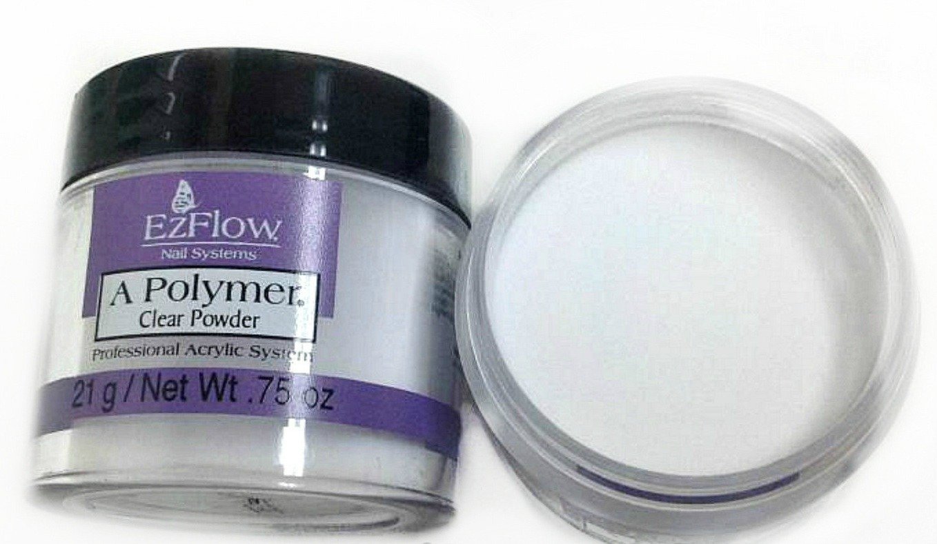 EZ Flow Clear Polymer False Nails - 0.75 oz Professional Acrylic Nail Kit for Salon & Home Manicure - Perfect for Nail Art, Extensions & DIY Nail Designs