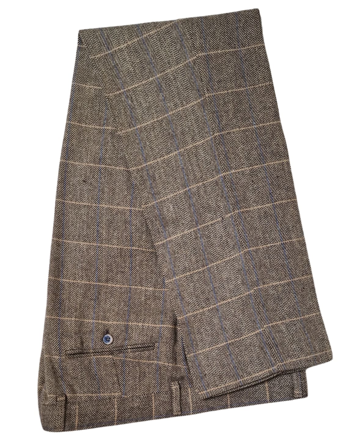 Cavani Albert Men's Brown Tweed Check Trousers | Classic Slim Fit Dress Pants for Business & Formal Occasions