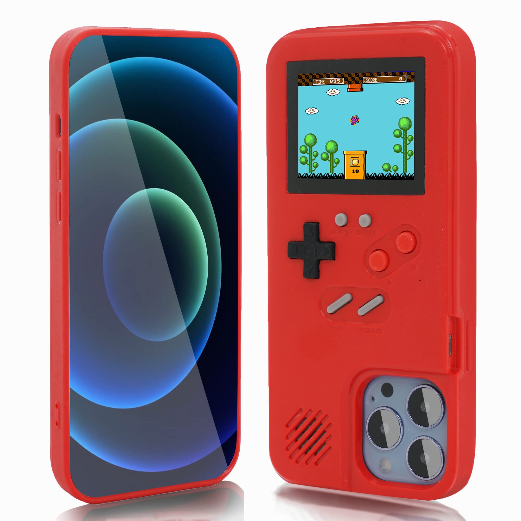 Retro Gameboy Case for iPhone 13/13 Pro - 168 Classic Games with Color Display, Anti-Scratch Shockproof Phone Cover (Red) - Perfect for Gaming Enthusiasts & Nostalgic Entertainment On-The-Go