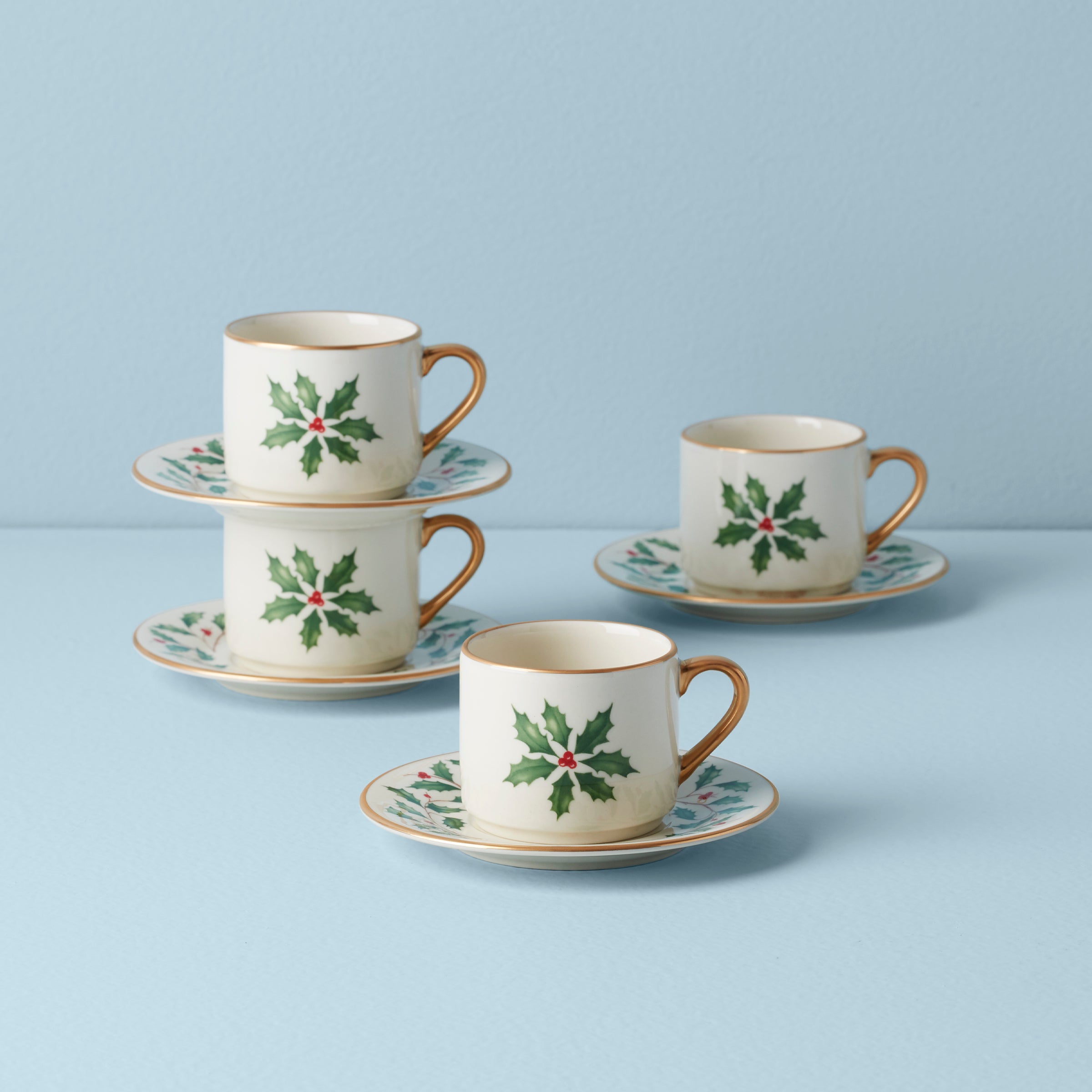 Premium Espresso Cup and Saucer Set - 4 Piece Coffee Cups for Holiday Gifts, Dinner Parties & Home Decor | Ceramic Coffee Mugs with Elegant Design