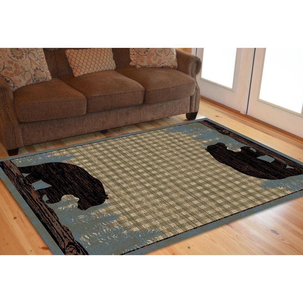 Premium Faux Sheepskin Bear Rug - Rustic Cabin Decor, Wildlife Themed Throw Rug for Living Room, Bedroom & Lodge - Brown/Red Bear Skin Rug with Head - Cozy & Warm Home Accent