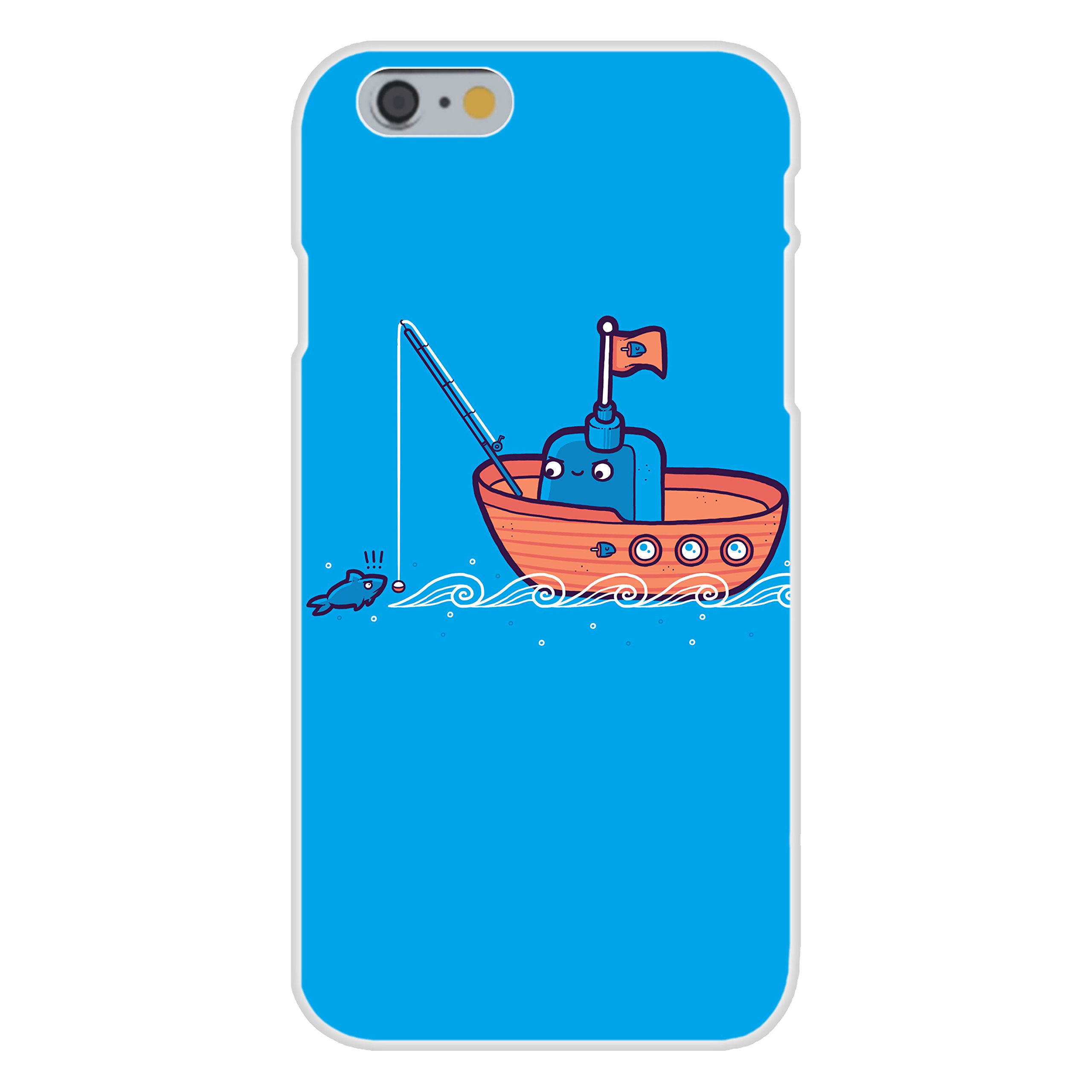Apple iPhone 6 Plus Case - White Plastic Snap-On Cover with Fishing Boat Rod & Line Design | Perfect for Outdoor Enthusiasts & Fishing Lovers