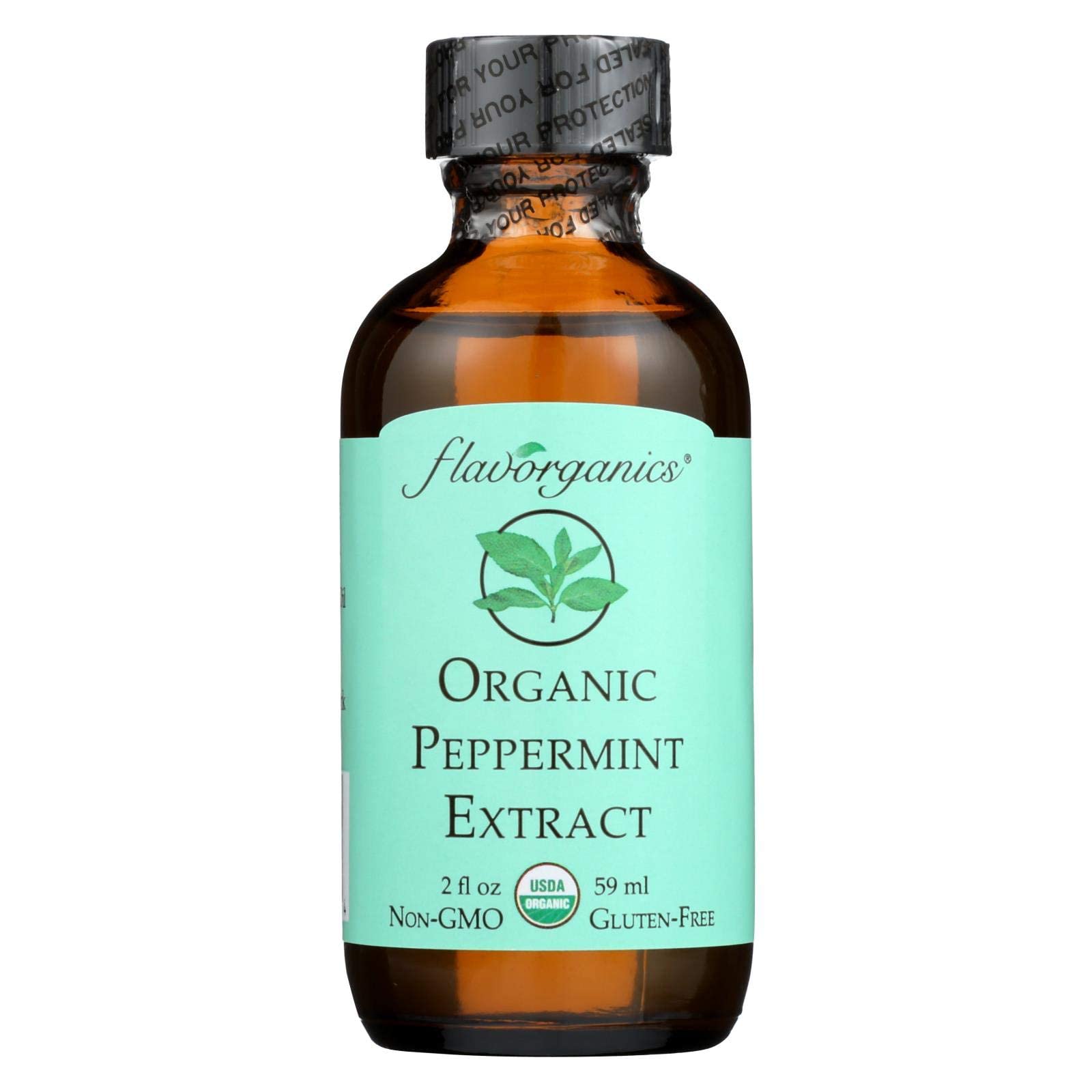 Organic Peppermint Extract by Flavorganics - 2 oz, 95%+ Organic, Gluten Free, Wheat Free, Kosher - Perfect for Baking, Cooking & Beverages