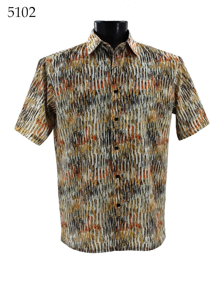 Bassiri Men's Casual Short Sleeve Shirt 5102 - Breathable Cotton Comfort Fit for Summer, Outdoor, and Office Wear