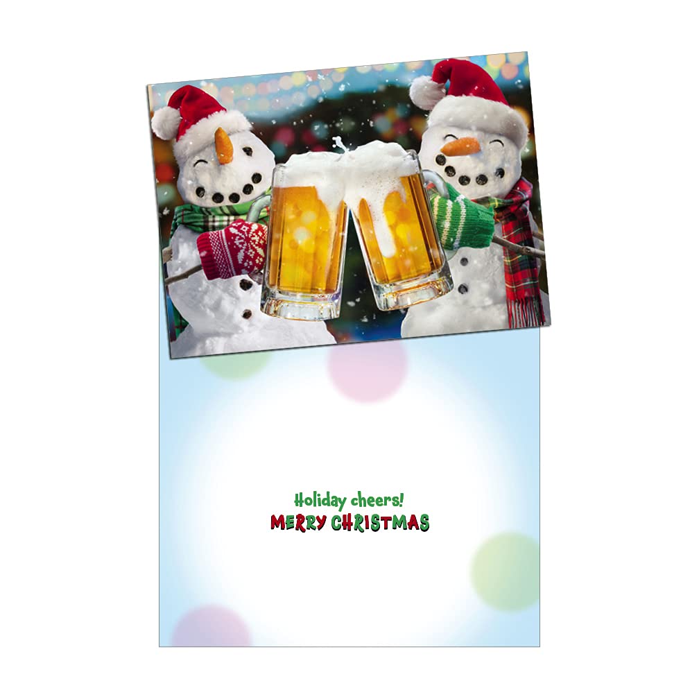 Avanti Press Christmas Cards with Envelopes - 10 Pack Snowmen with Beer Mugs Holiday Greeting Cards - Multicolor Festive Stationery (703542) for Office Parties, Family Gatherings & Winter Celebrations