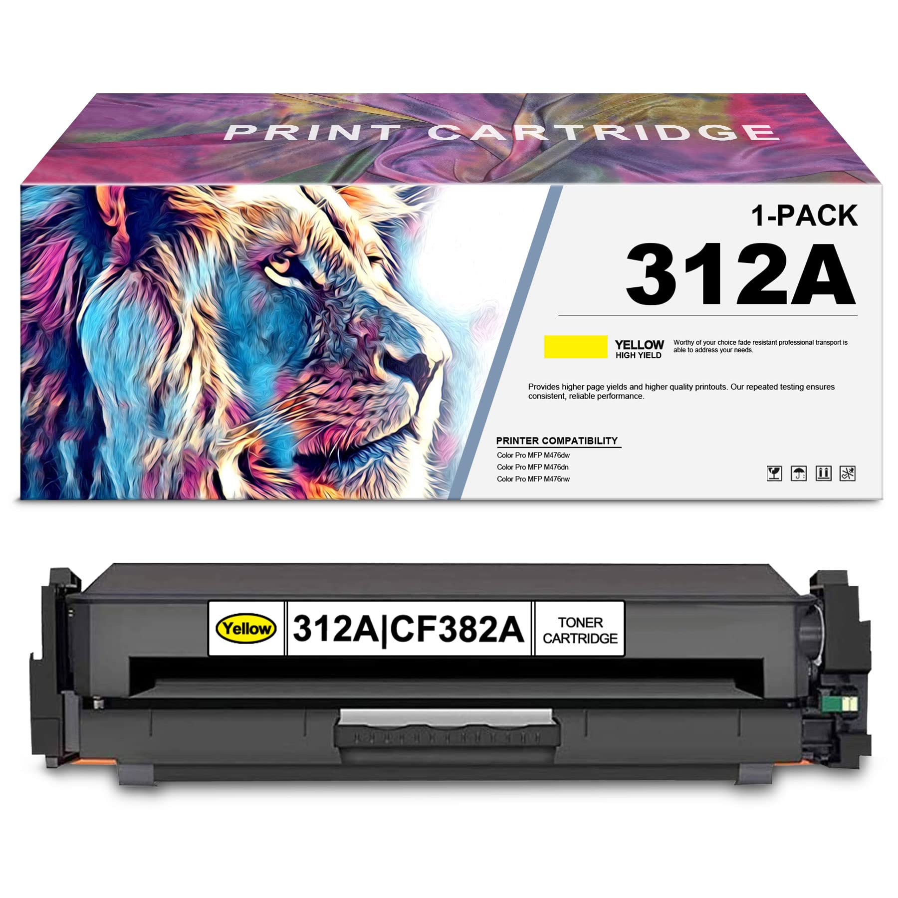 ZINCTONER Remanufactured 312A/CF382A Yellow Toner Cartridge - Compatible with HP Color Pro MFP M476dw M476dn M476nw Printers (1 Pack) | High-Quality Replacement for Home & Office Printing Needs