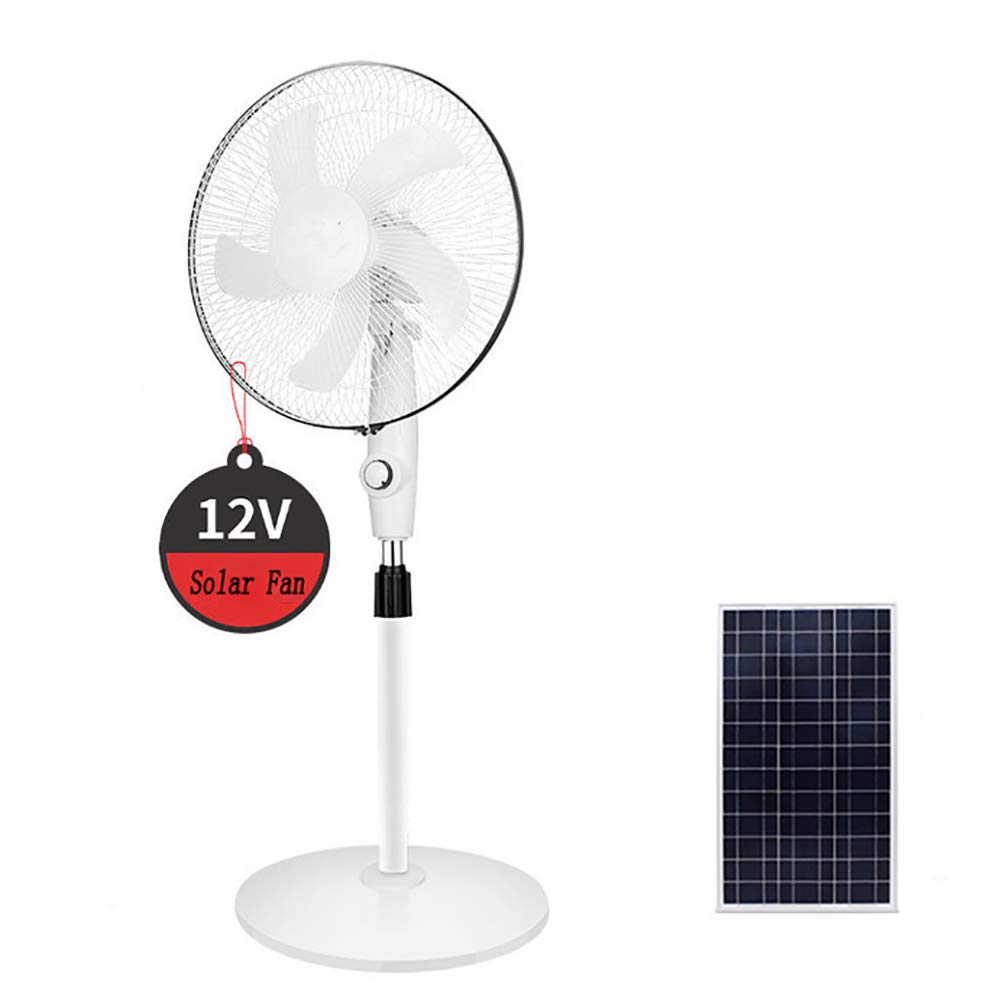GMRZ 16 Inch Solar Powered Pedestal Fan - Quiet DC Motor, 3-Speed Adjustable, Oscillating Standing Fan with Rechargeable Solar Panel for Home, Office, Outdoor & Camping Use | Energy Efficient Cooling Solution