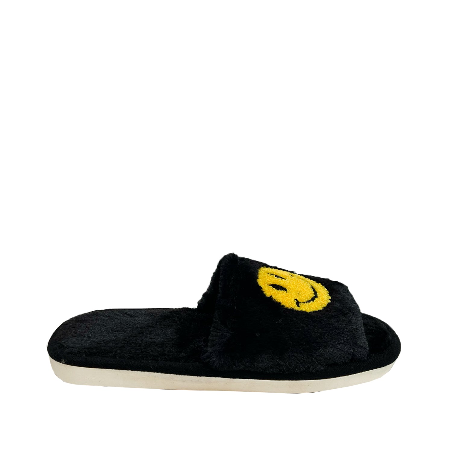 FLOOF Fluffy Open Toe Smile Slippers - Soft Plush House Shoes for Women & Girls - Perfect for Indoor Comfort, Lounge Wear & Cozy Home Relaxation