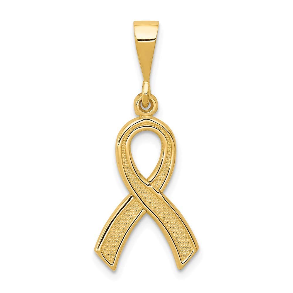 14K Yellow Gold Awareness Ribbon Pendant - Roy Rose Jewelry for Breast Cancer Support & Hope - Perfect for Gifts, Fundraisers & Everyday Wear
