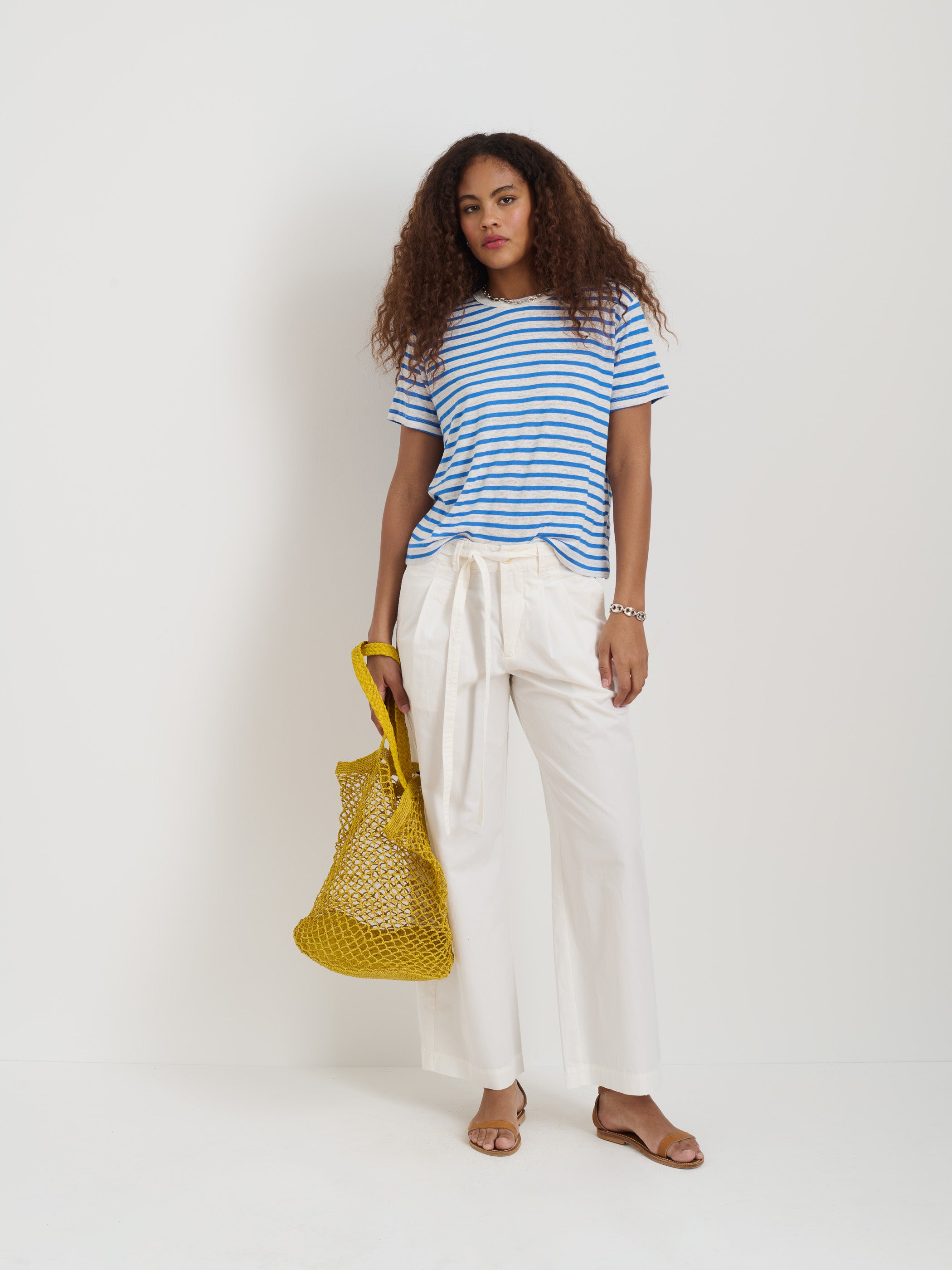 Garcon Striped T-Shirt in Linen Cotton Blend - Casual Comfort for Men | Perfect for Summer Outfits & Beach Wear