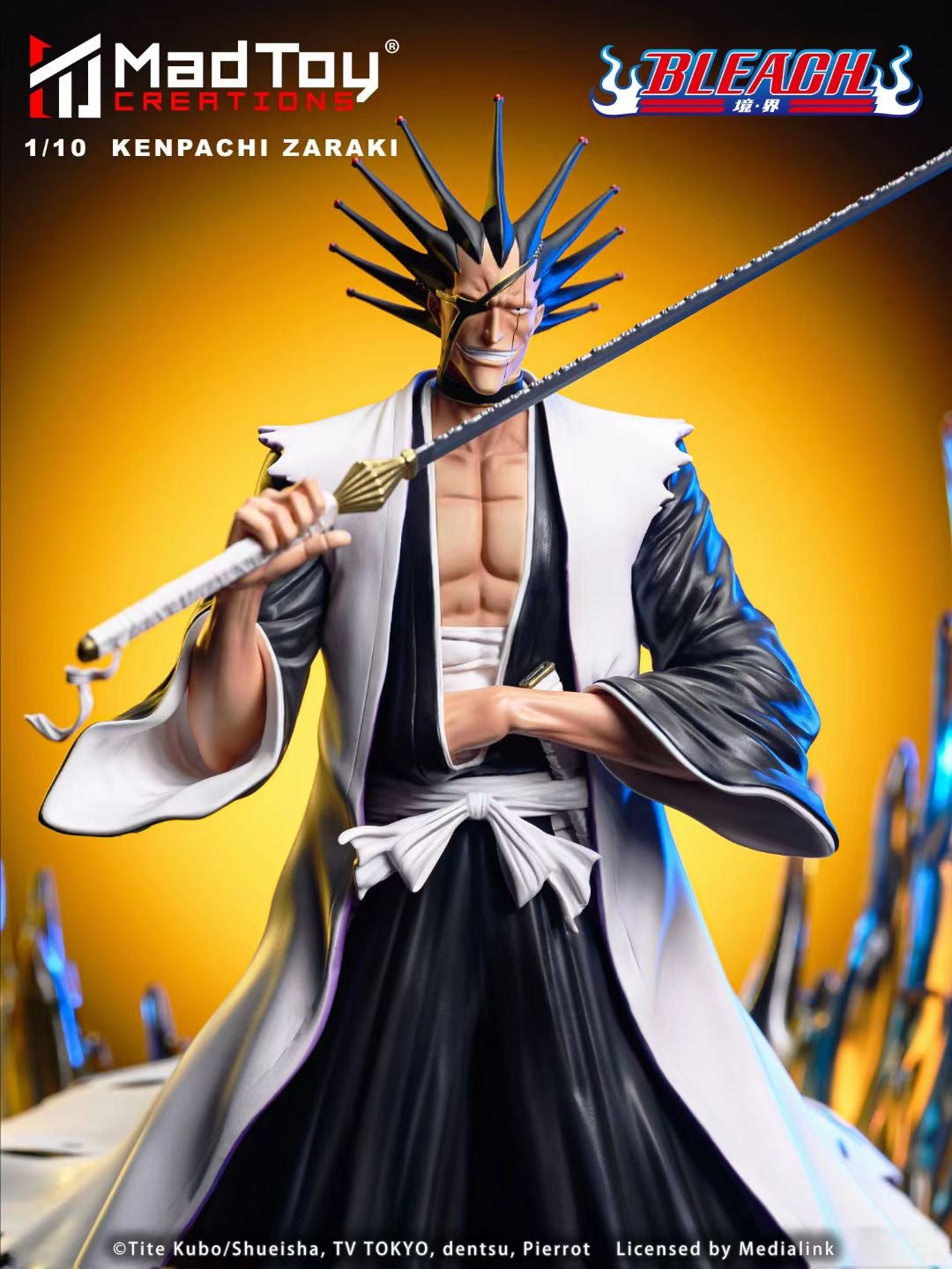 Medialink x MadToy Creations Licensed Kenpachi Zaraki Anime Figure - Bleach Collectible Action Figure for Anime Fans & Display