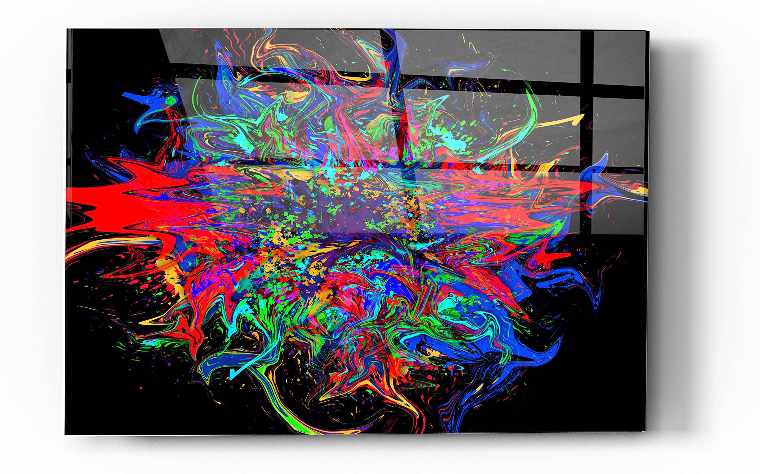 Epic Art 'Big Bang' Acrylic Glass Wall Decor - 24x36 Inches Modern Abstract Painting for Living Room, Bedroom & Office