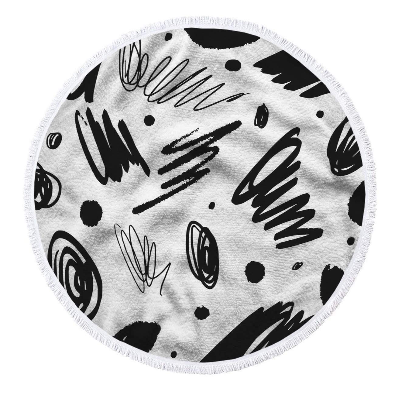 Premium Black Graffiti Round Beach Towel - 63