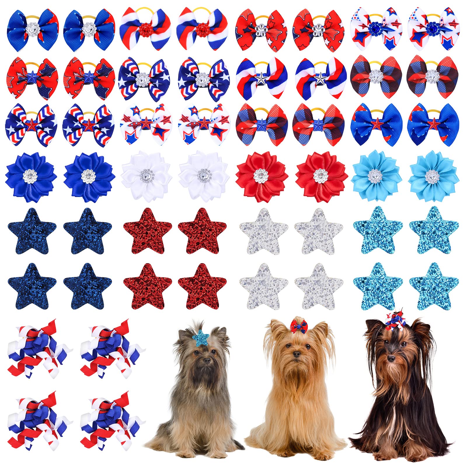Piklodo Dog Hair Bows with Rubber Bands - Cute Pet Grooming Accessories for Dogs, Puppies, Rabbits & Yorkies - Perfect for Special Occasions & Daily Styling