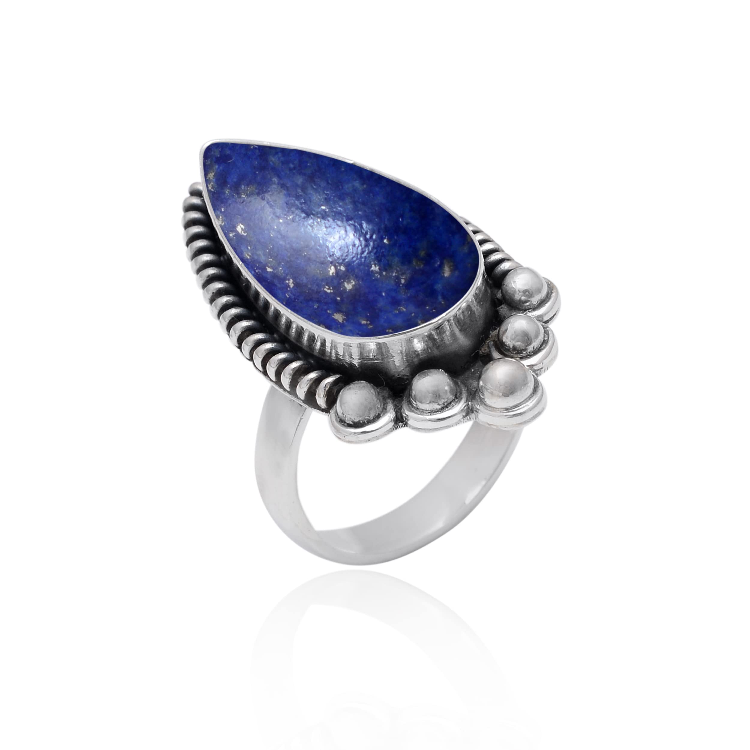 Lapis Lazuli Ring for Women - 925 Sterling Silver Handmade Gemstone Jewelry with Natural Blue Stone - Elegant Gift for Her | Perfect for Weddings, Parties & Everyday Wear (VSR-482)