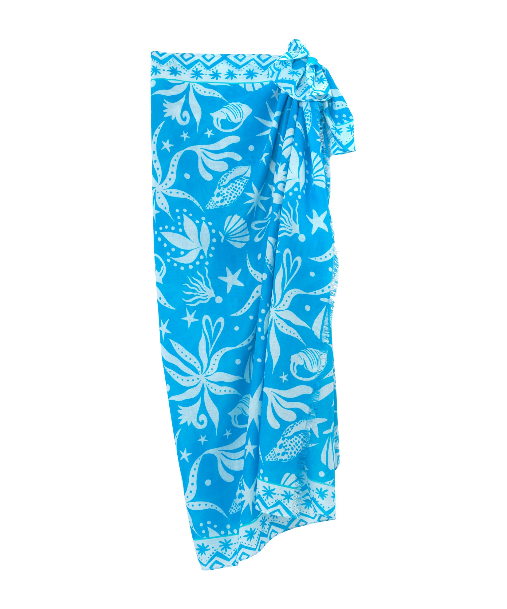 Sea Life Sarong Wrap - Lightweight Beach Cover Up for Women, Tropical Floral Print, Quick Dry Swimwear Cover - Perfect for Beach, Pool, Vacation & Summer Outings
