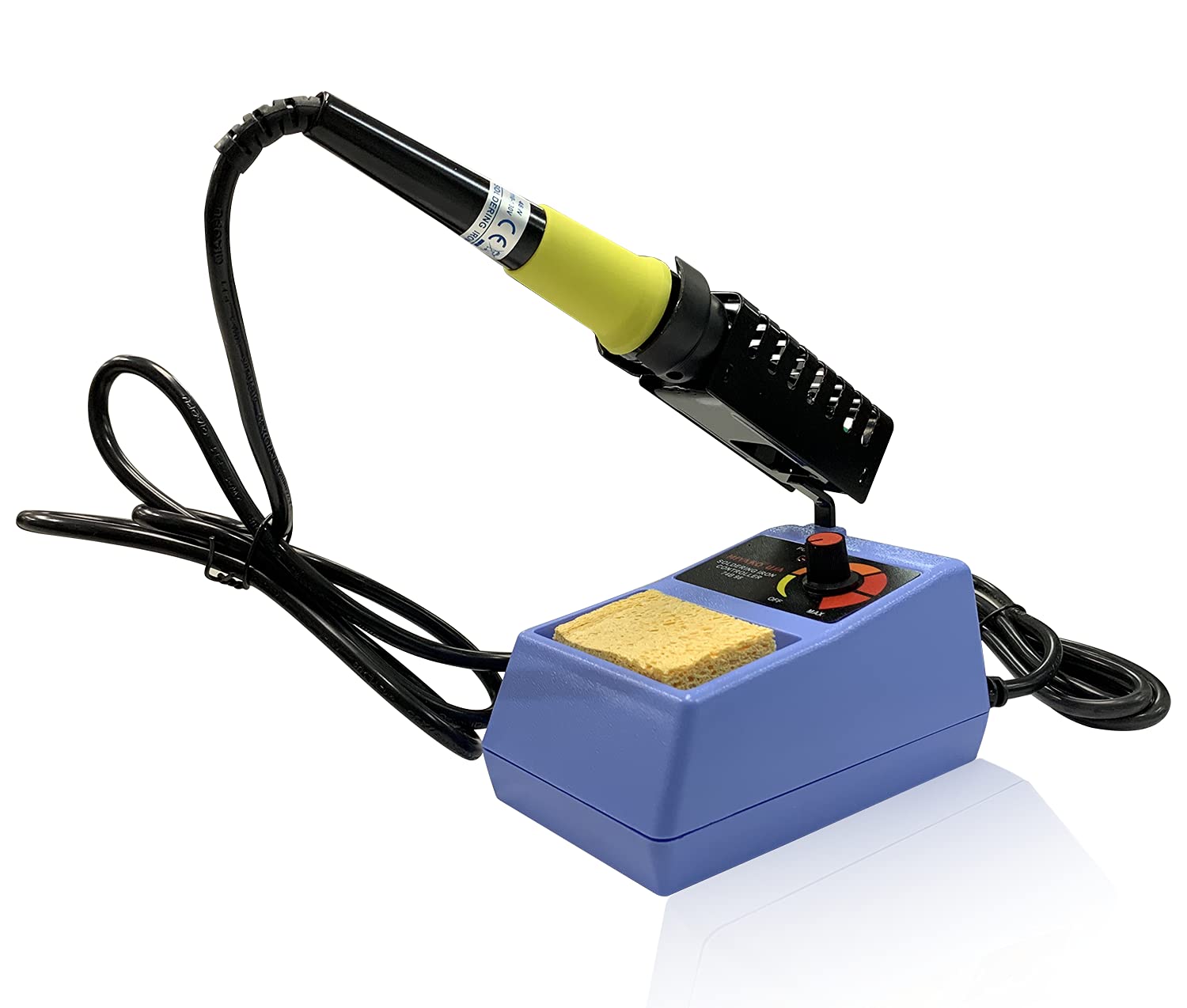 MIYAKO 50W Professional Soldering Iron Station with Adjustable Temperature Control (Up to 900°F), Iron Holder & Tip Cleaner - High Temp Mica Heater for Electronics Repair, DIY Projects & Circuit Board Soldering