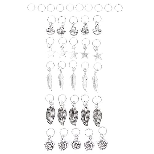 Leaf Shell Star Metal Hair Rings for Braids & Dreads - Hair Accessories for Extensions & Buns