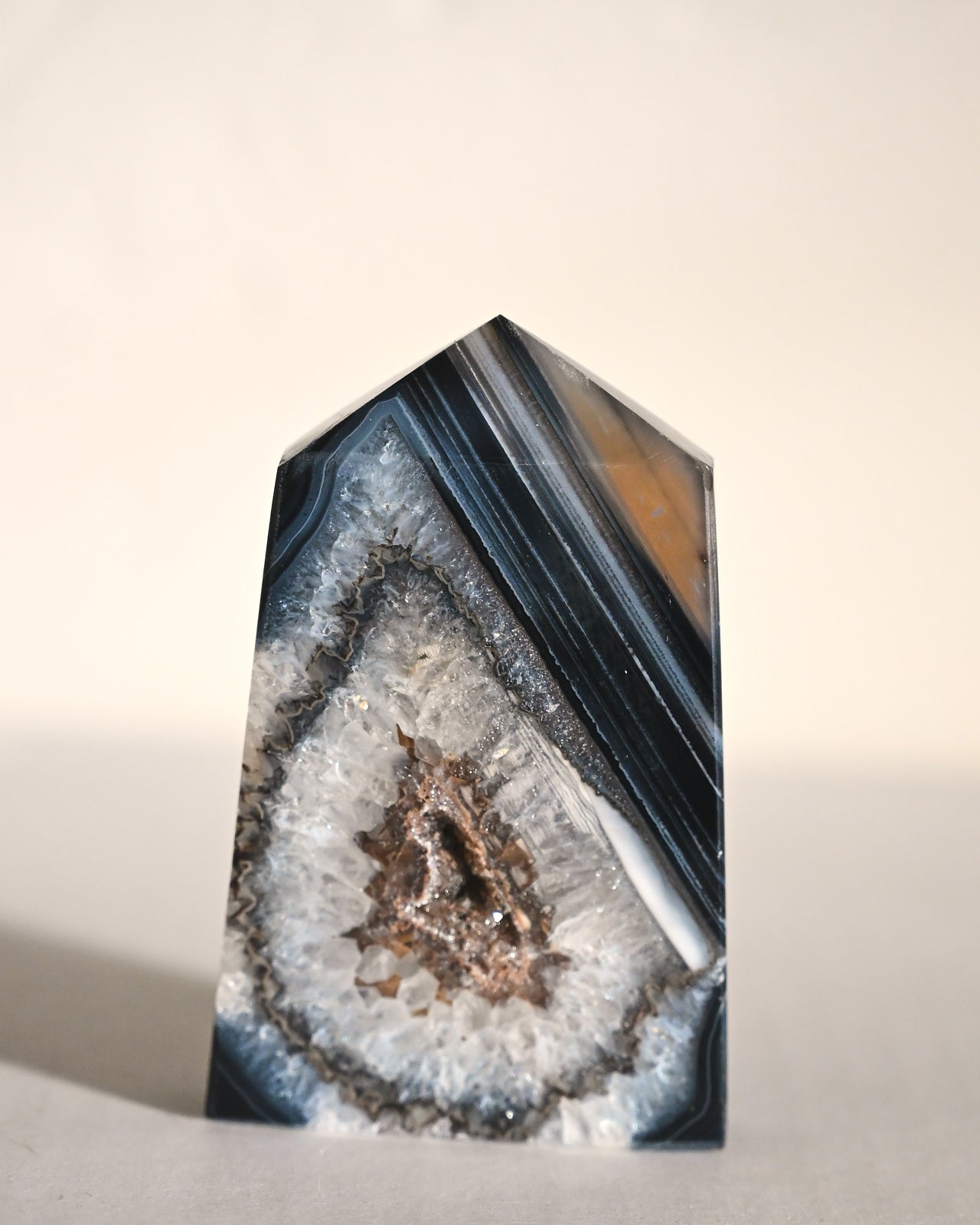 Natural Druzy Agate Crystal Tower - Healing Stone for Home Decor, Meditation & Energy Balancing | Perfect for Office Desk, Yoga Space & Gift Giving