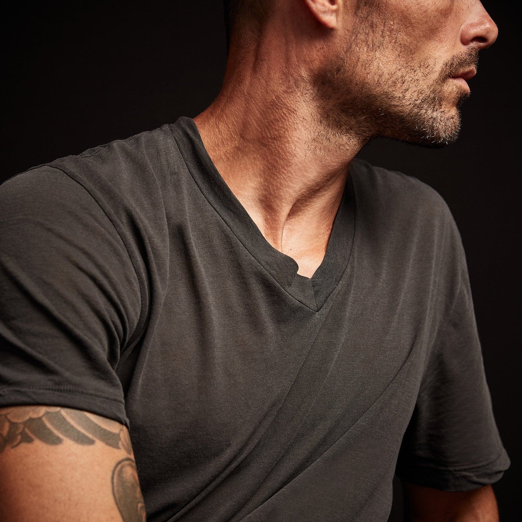 Carbon Pigment Clear Jersey V Neck T-Shirt - Soft & Breathable for Casual Wear, Gym, and Everyday Comfort