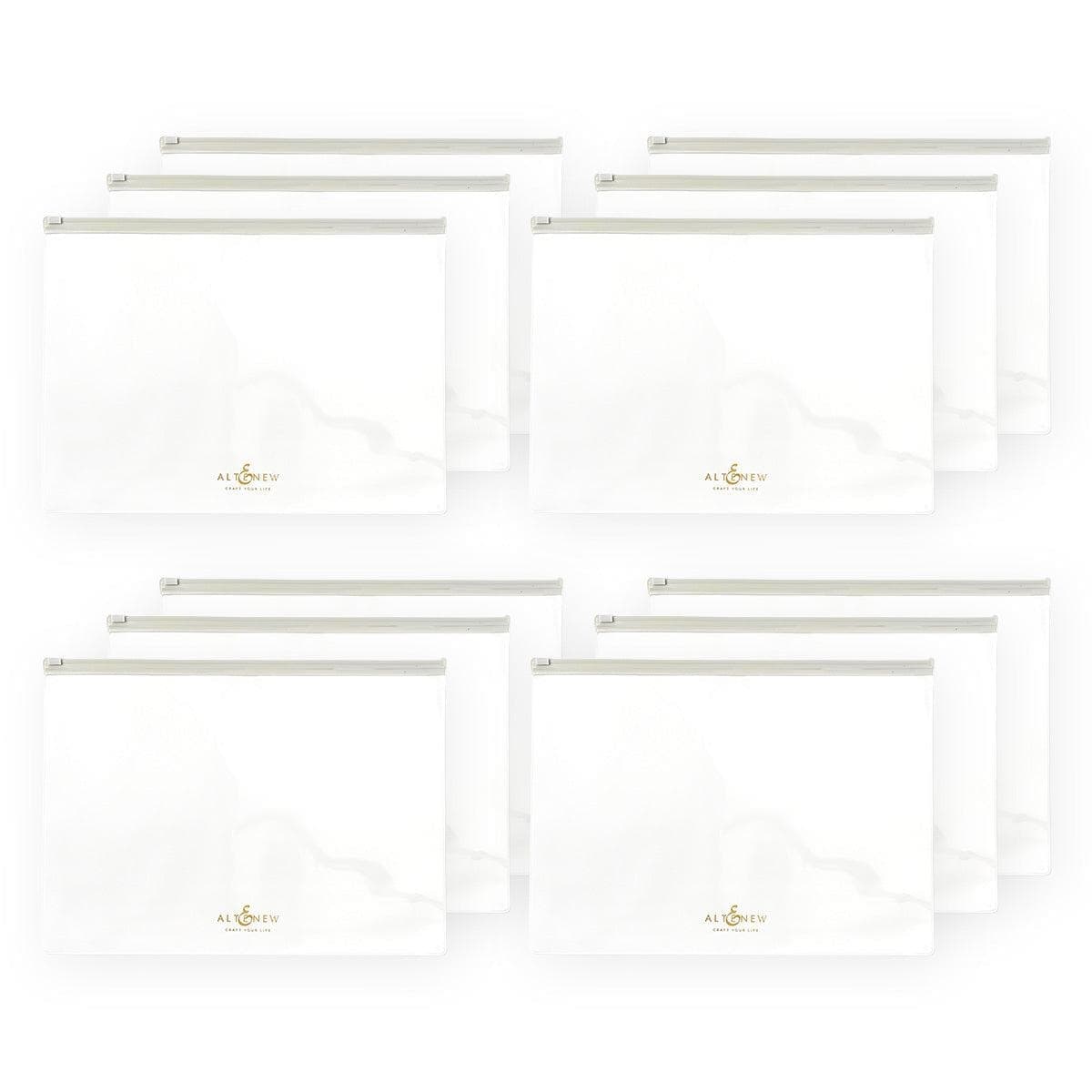 12 Pack Gray Zip 'n' Keep Pouches - Waterproof Storage Bags for Travel, Office & Home Organization | Reusable Zipper Pouches for Cosmetics, Jewelry & Small Essentials