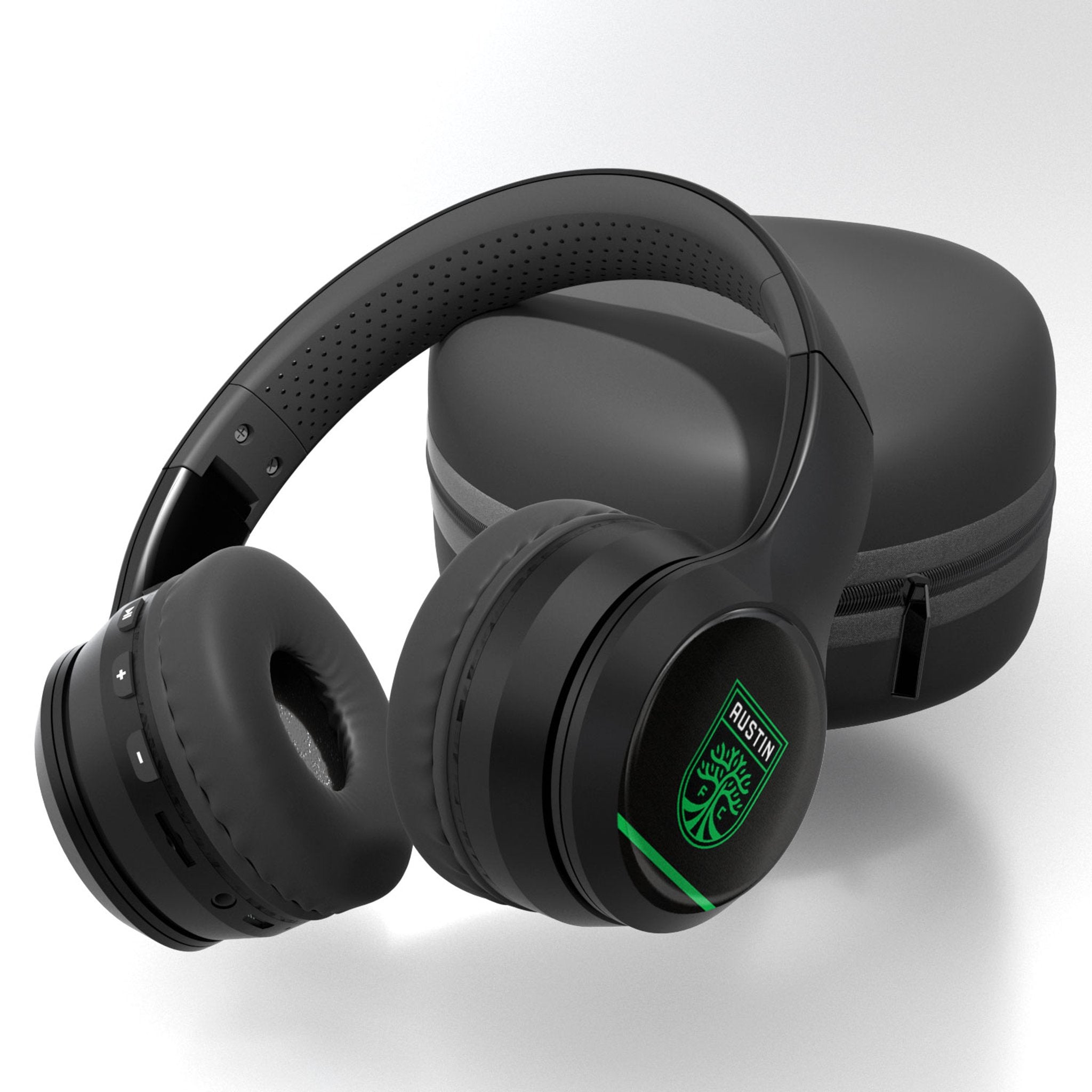 Austin FC Stripe Wireless Bluetooth Over-Ear Headphones with Carrying Case - Perfect for Travel, Workouts, and Gaming