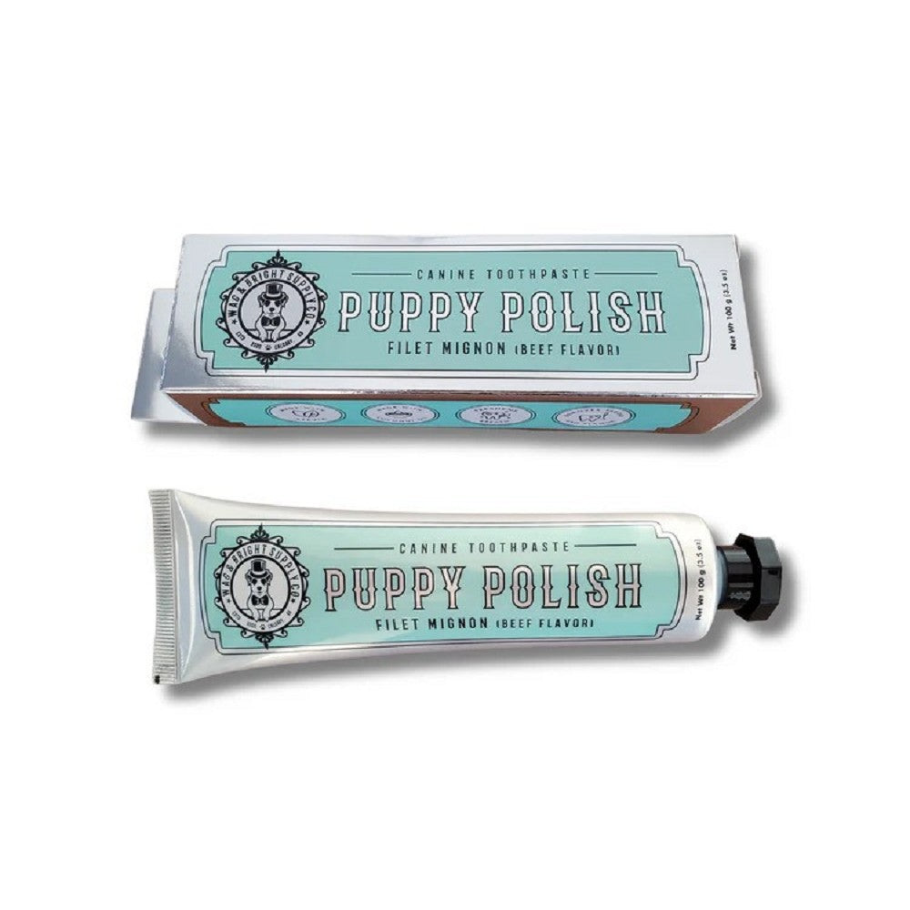 Premium Puppy Toothpaste for Dogs - Natural Filet Mignon Flavor | Freshens Breath & Cleans Teeth | Perfect for Puppy Dental Care & Training Treats