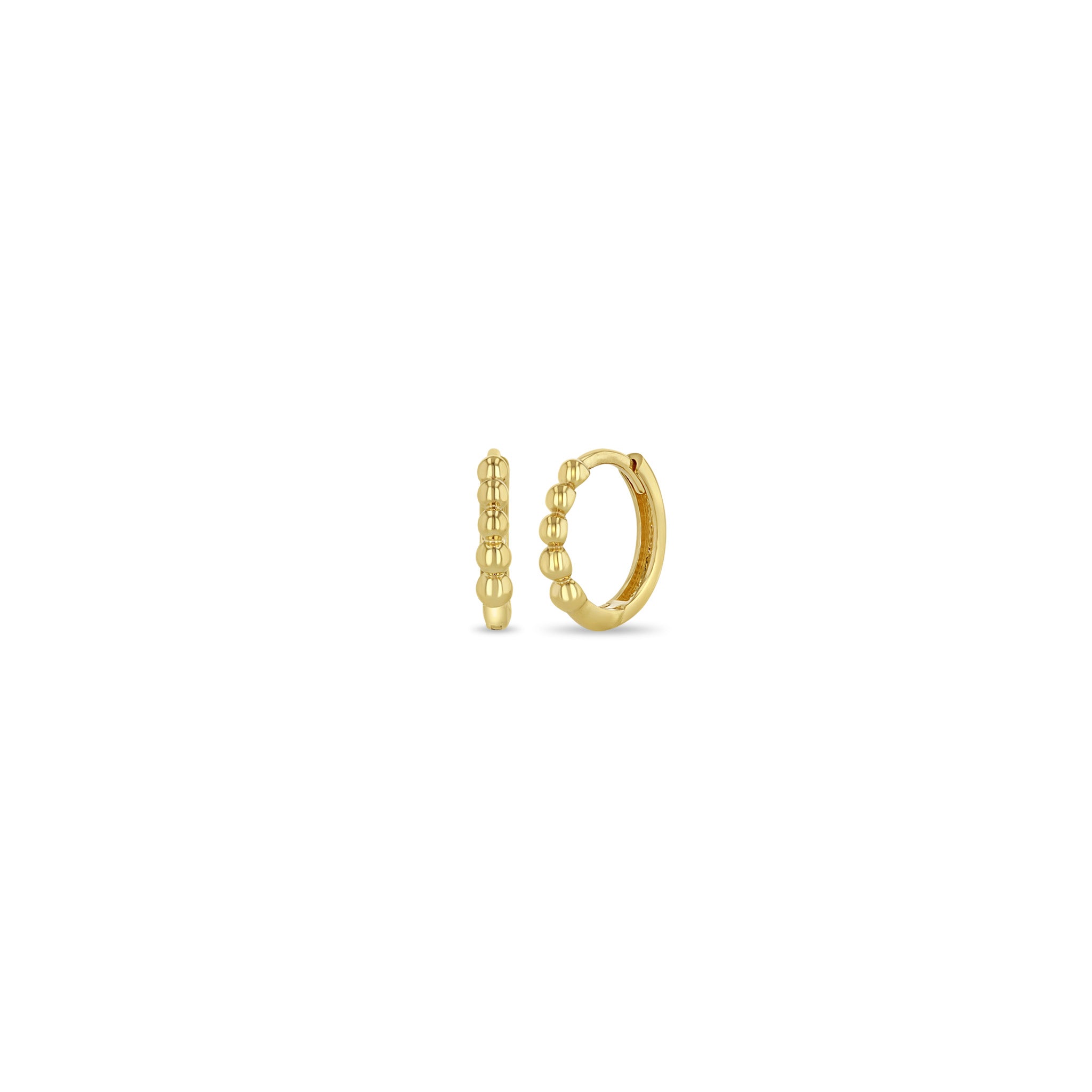 14K Gold Beaded Hinge Huggie Hoop Earrings for Women - Minimalist Dainty Everyday Jewelry for Work & Date Night