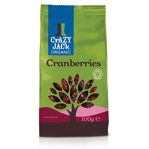Organic Cranberries 12 Pack (100g Each) | Crazy Jack | Healthy Snack for Baking, Salads & Trail Mix | Dried Fruit for Kids & Adults