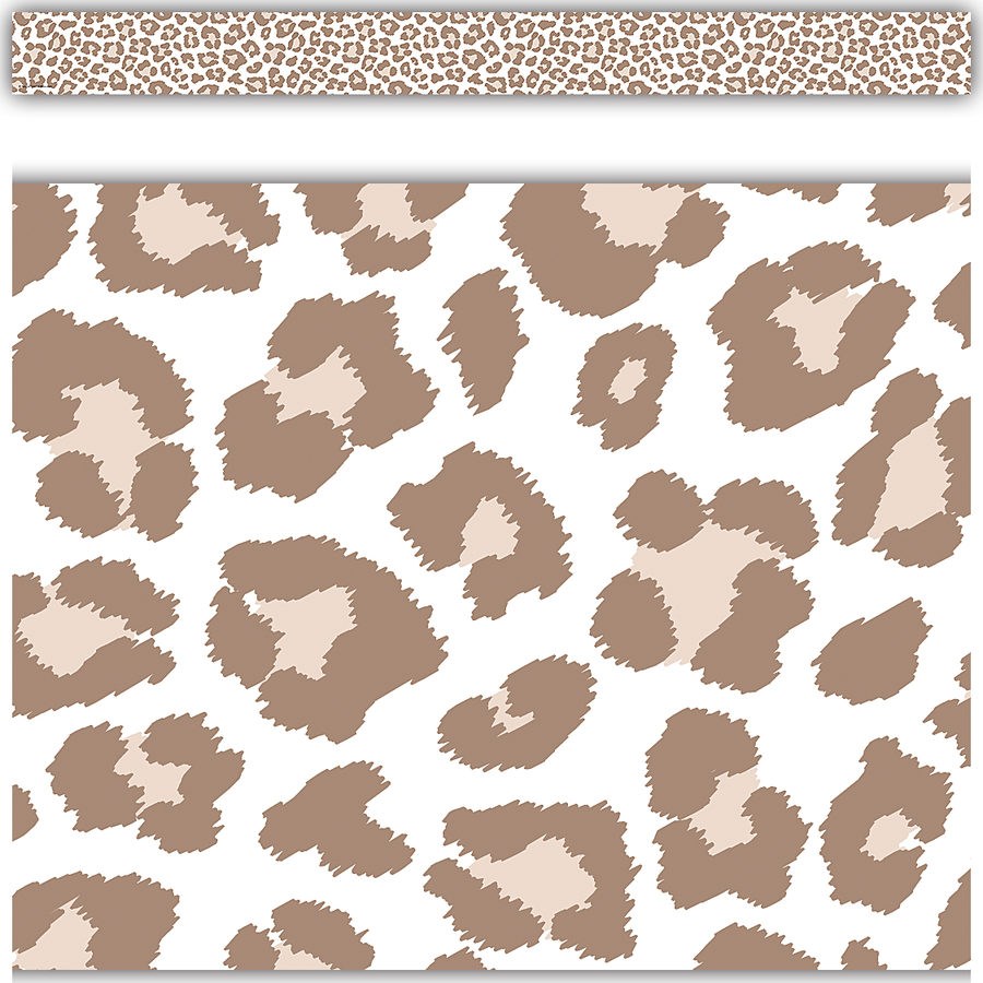 Blush Leopard Print Straight Border Trim - Self-Adhesive Decorative Tape for Scrapbooking, DIY Crafts, and Home Decor