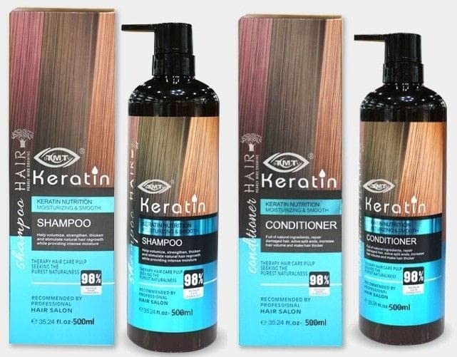 TMT Keratin Smoothing Shampoo & Conditioner Set - Sulfate Free & Paraben Free Hair Care for Frizz Control & Shine | Nourishes Dry Hair for Straighter, Softer Locks | Unisex 500ml Bottles | Perfect for Daily Use, Salon-Quality Results at Home