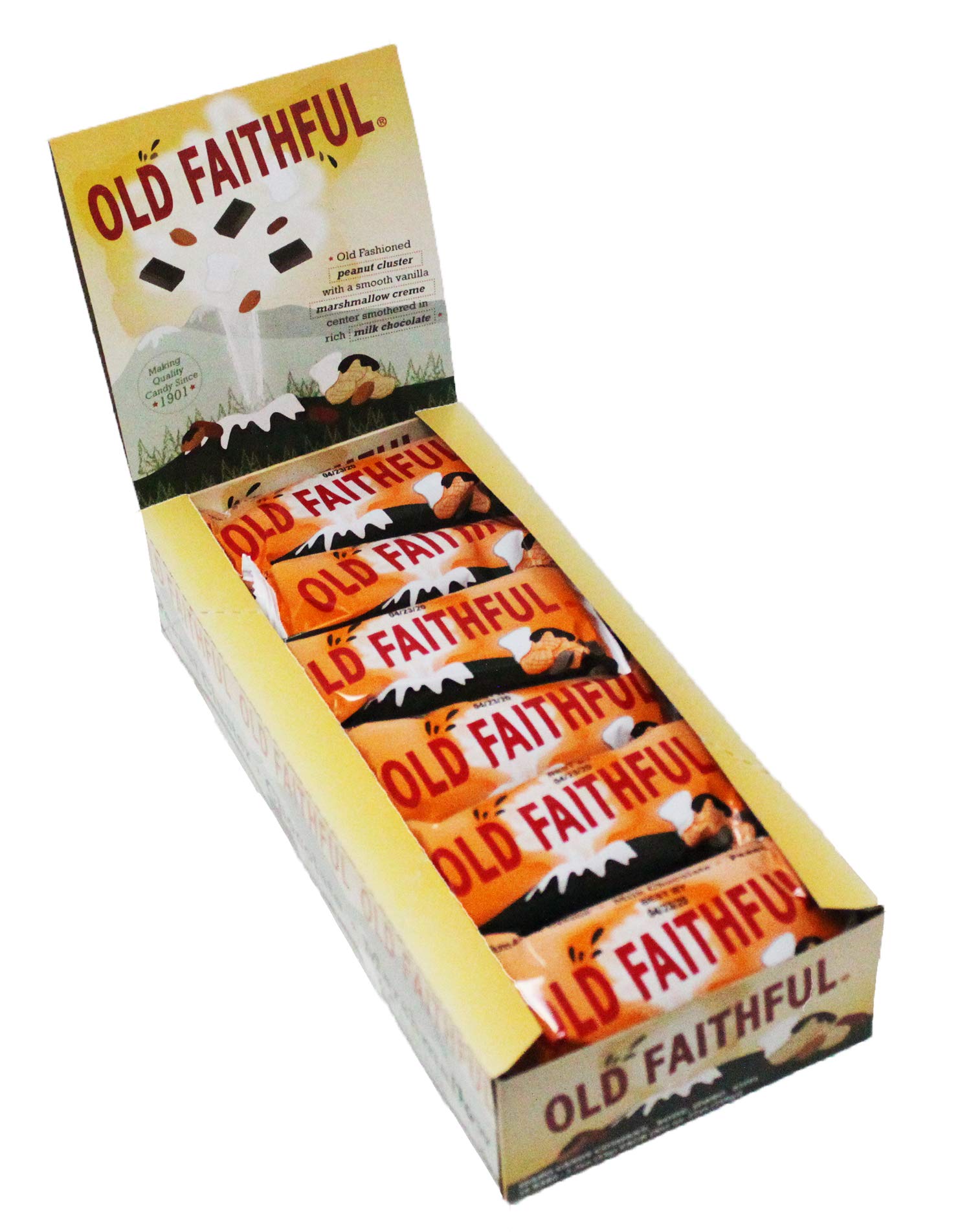 Old Faithful 18ct Peanut Clusters Milk Chocolate Candy Bars with Vanilla Marshmallow Creme Center - Perfect for Gifts, Parties & Sweet Cravings